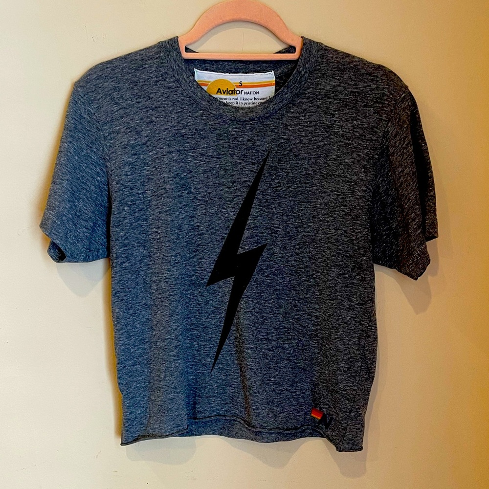 Aviator nation grey bolt tee.